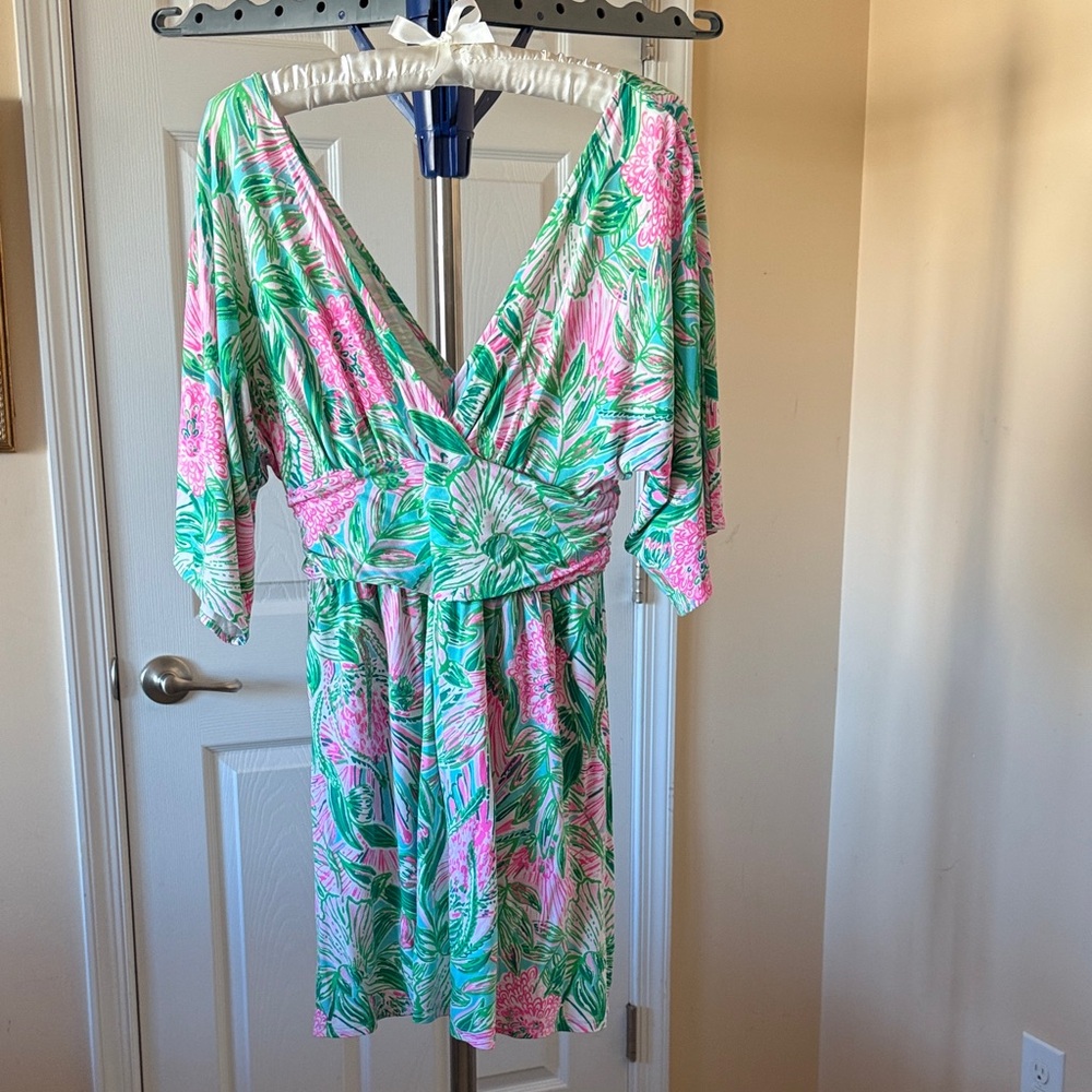 Lilly Pulitzer Pink and Green Floral Long Sleeve Dress